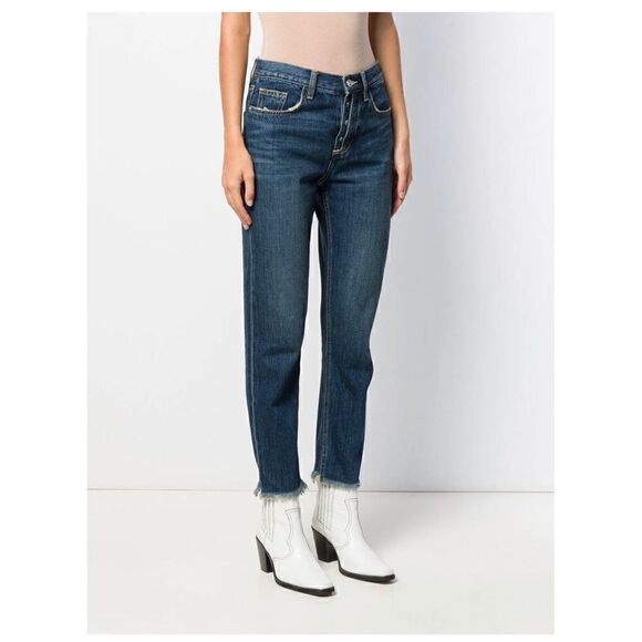 Current Elliott The Exposed Fly Vintage Crop Jean Fray Hem in Bermuda - Picture 1 of 12